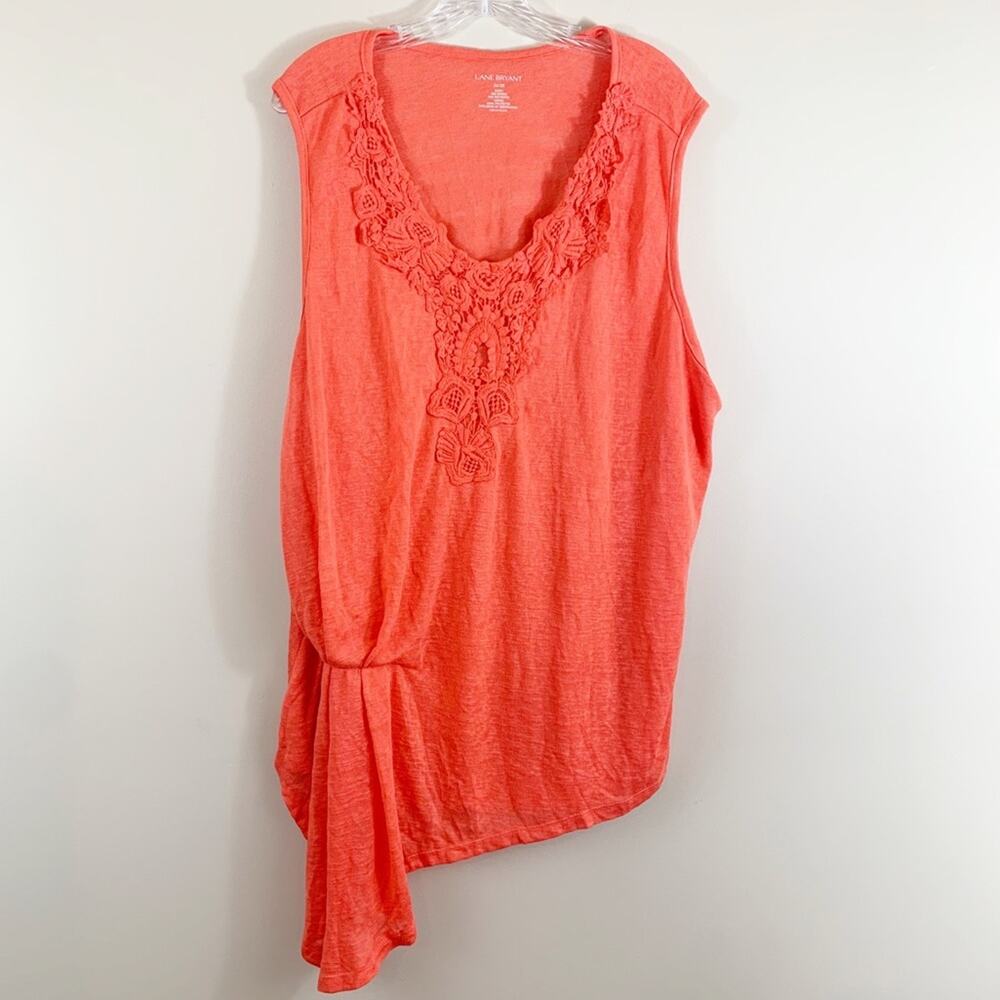 Lane Bryant Embroidered Knit Sleeveless Coral Top